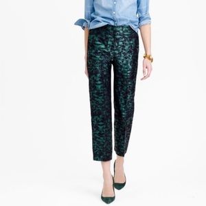 J. Crew Evergreen Metallic Jacquard Crop Pants - NWT